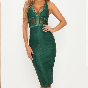Pretty little thing green midi dress